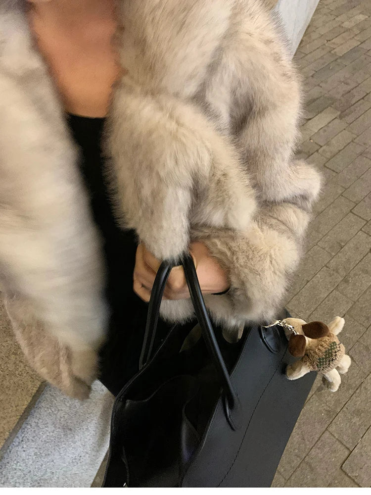"Milan" Women's Designer Oversized Thick Fox Fur Coat