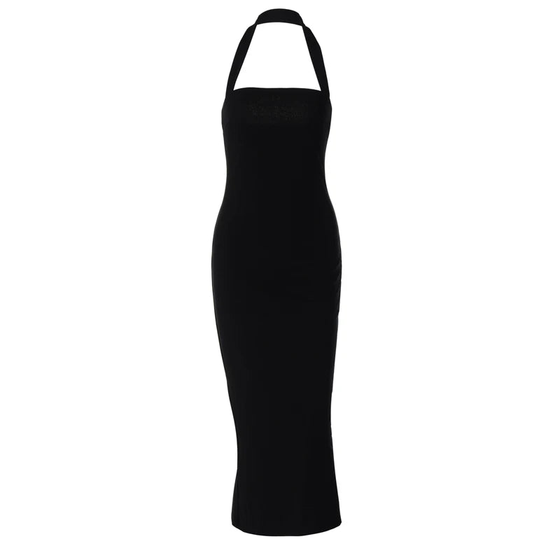 "Bossalina" Y2K Style Backless Bodycon Maxi Dress