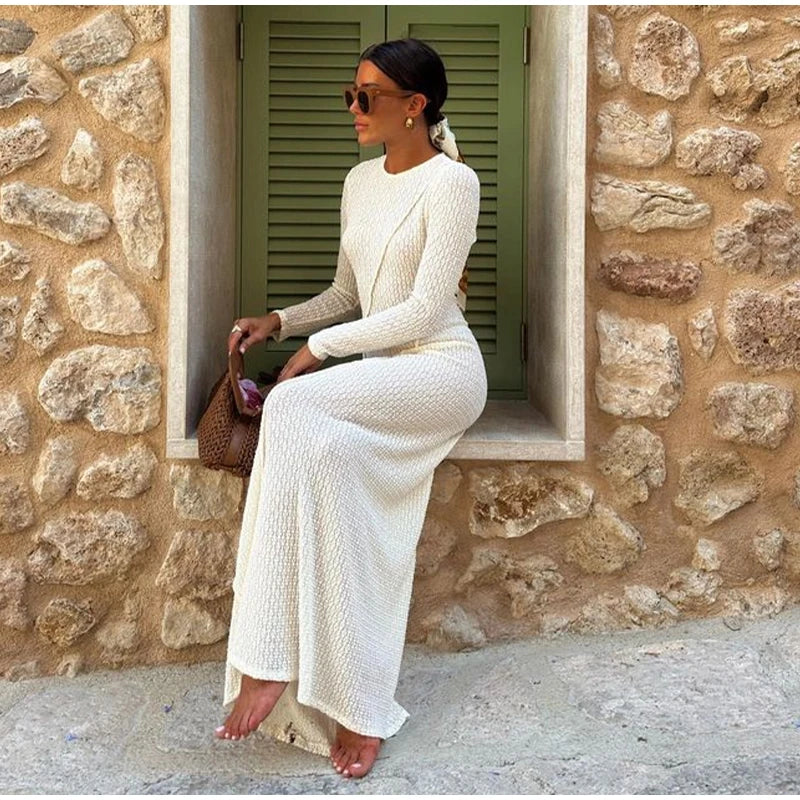 “Drift About” Elegant Backless Long Sleeve Maxi Dress