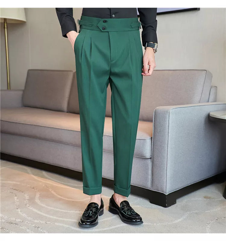 “Word Of Mouth” Men’s High Waist Designer Slim Fit Business Casual Dress Pants