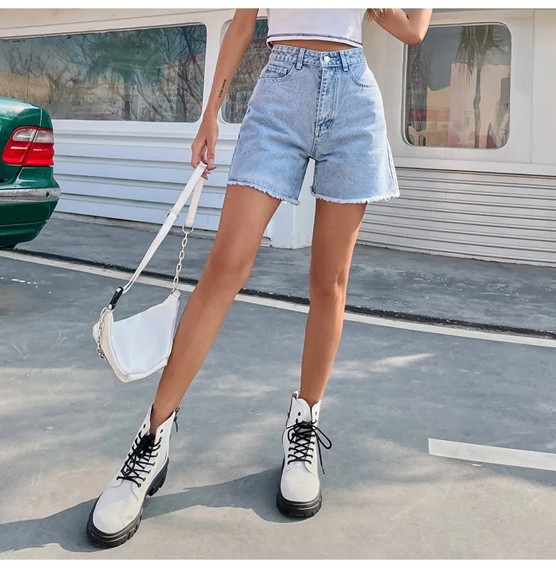 “Mid 90s” Women’s Casual Chic High Waist Denim Jean Shorts