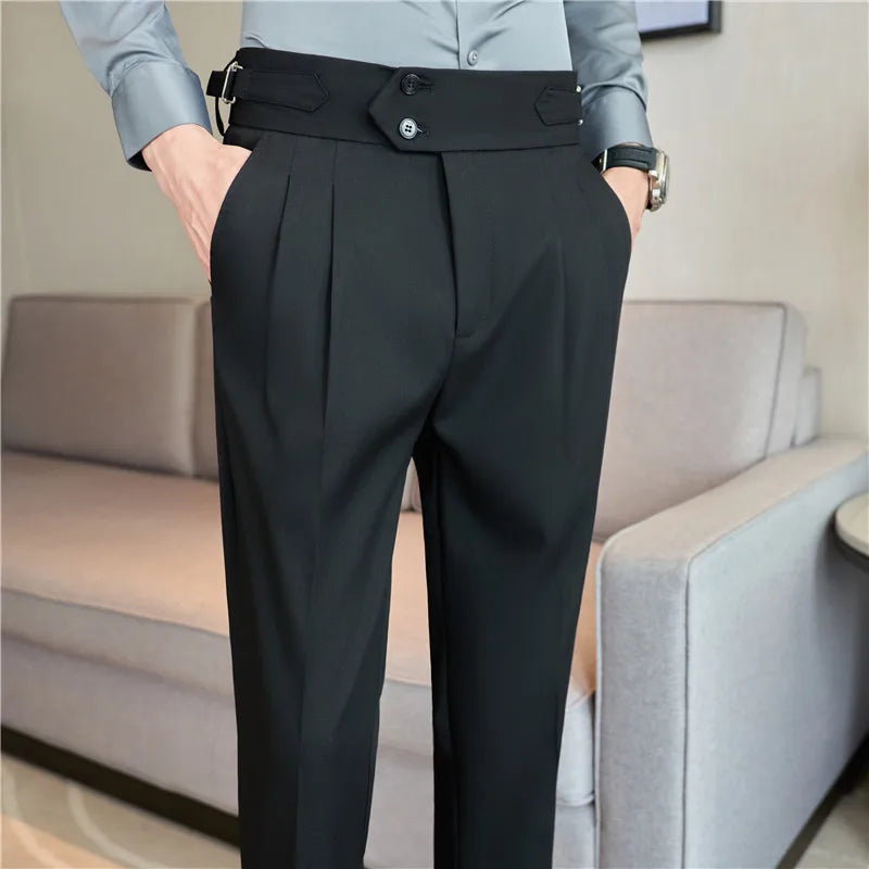 “Word Of Mouth” Men’s High Waist Designer Slim Fit Business Casual Dress Pants