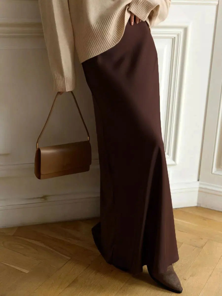 "Moda" Women's Satin High Waist Maxi Skirt