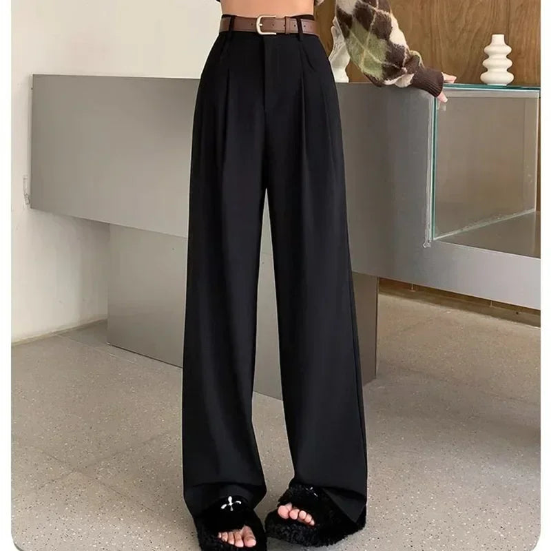 "Moments" Breathable Wide Leg High Waist Office Pants