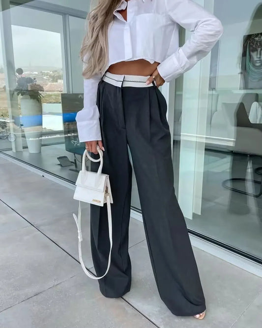 “Italiana” Women’s Business Casual Vintage High Waist Designer Pants