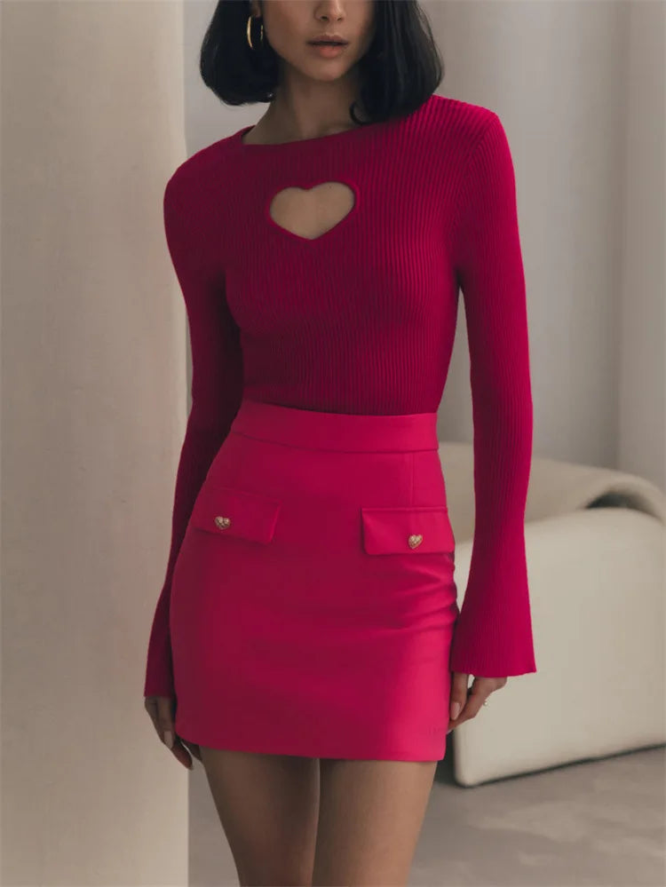 ”My Heart” Women’s Knitted Flare Sleeve Shirt