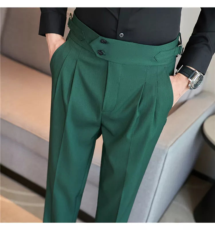 “Word Of Mouth” Men’s High Waist Designer Slim Fit Business Casual Dress Pants