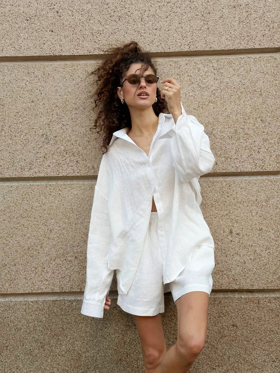 "Malibu" Women's Cotton Long Sleeve 2 Piece Outfit Set