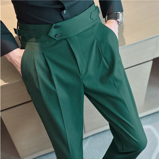 “Word Of Mouth” Men’s High Waist Designer Slim Fit Business Casual Dress Pants