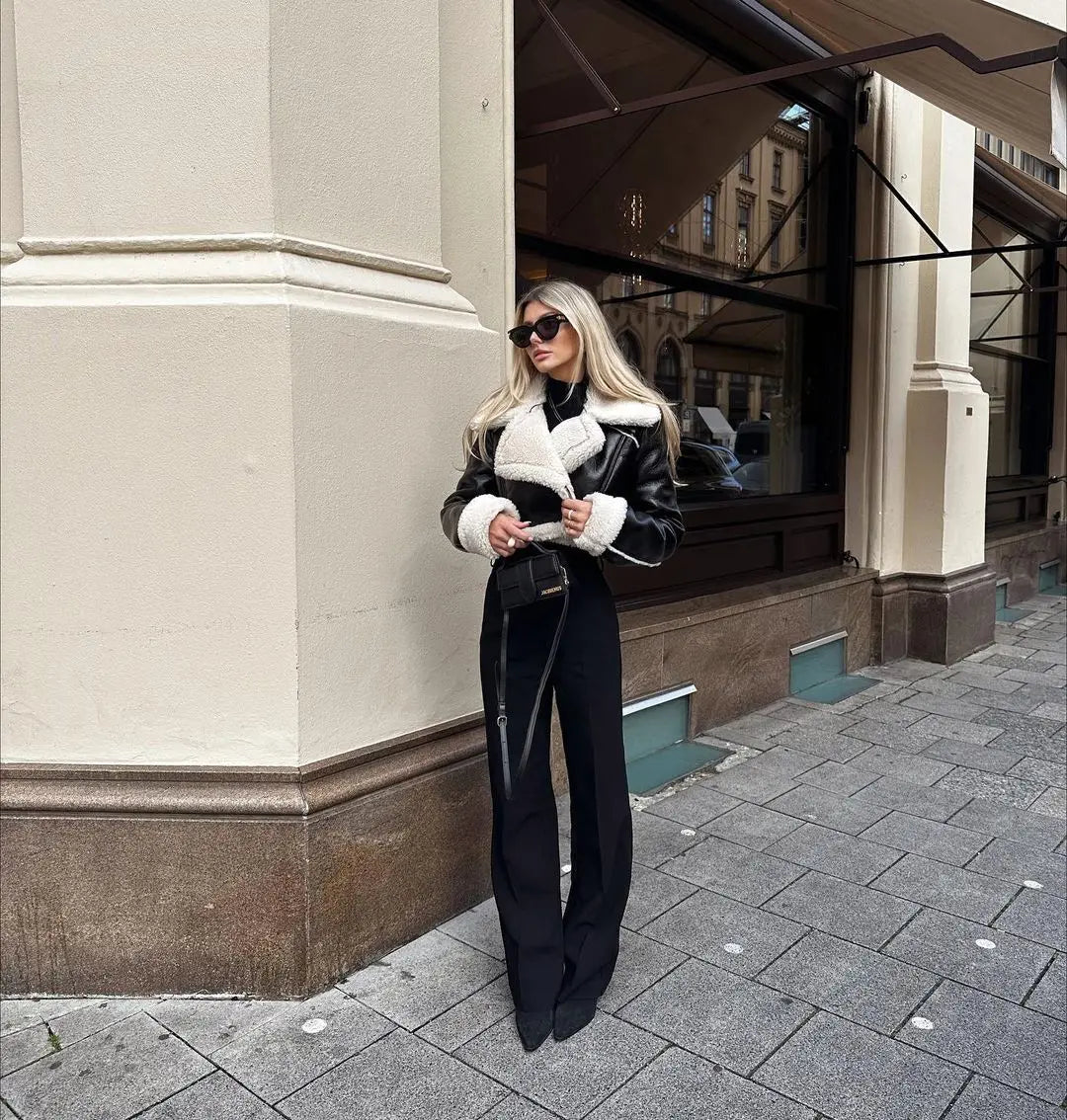 “Try Again” Women’s Vintage High Street Style Lambswool Winter Coat
