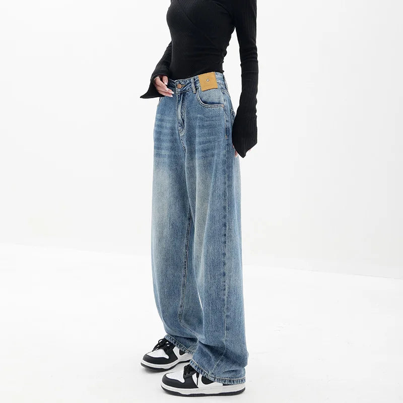 “The Z” Women’s Baggy Y2K Style High Waist Wide Leg Denim Pants