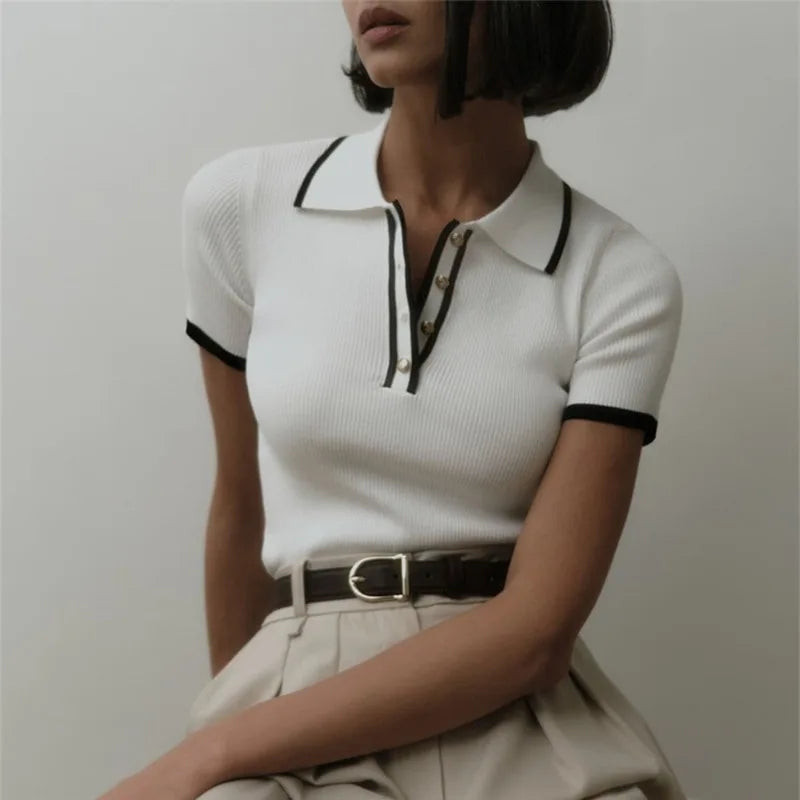 "Breeze" Women's Short Sleeve Knitted Polo Shirt