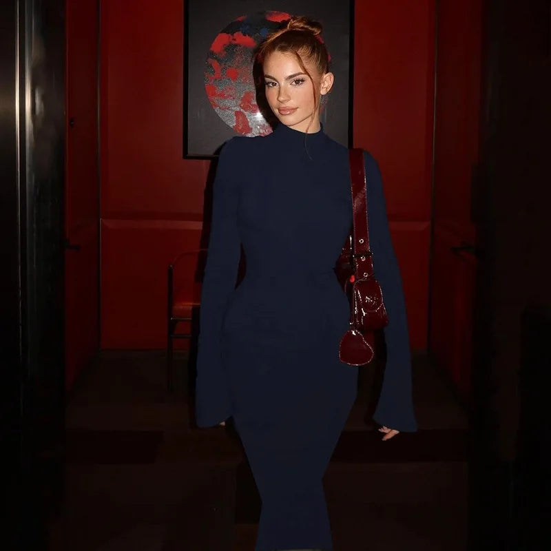 "Willow" Turtleneck Long Sleeve Maxi Dress