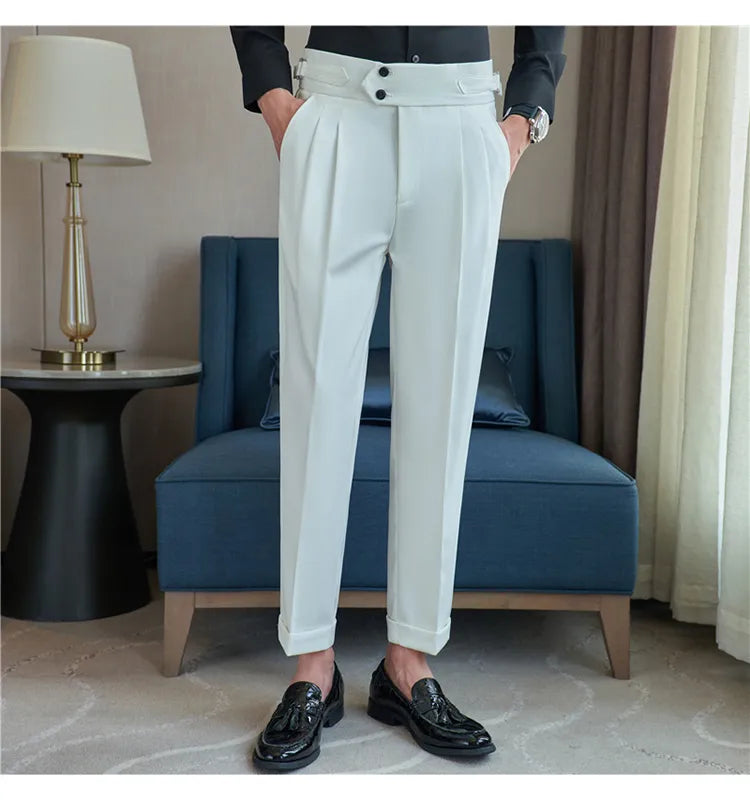 “Word Of Mouth” Men’s High Waist Designer Slim Fit Business Casual Dress Pants