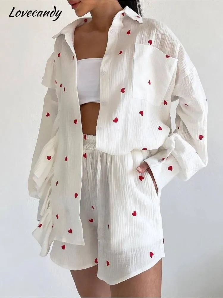 “Binded Lovers” Women’s Casual Long Sleeve 2 Piece Linen Outfit Set