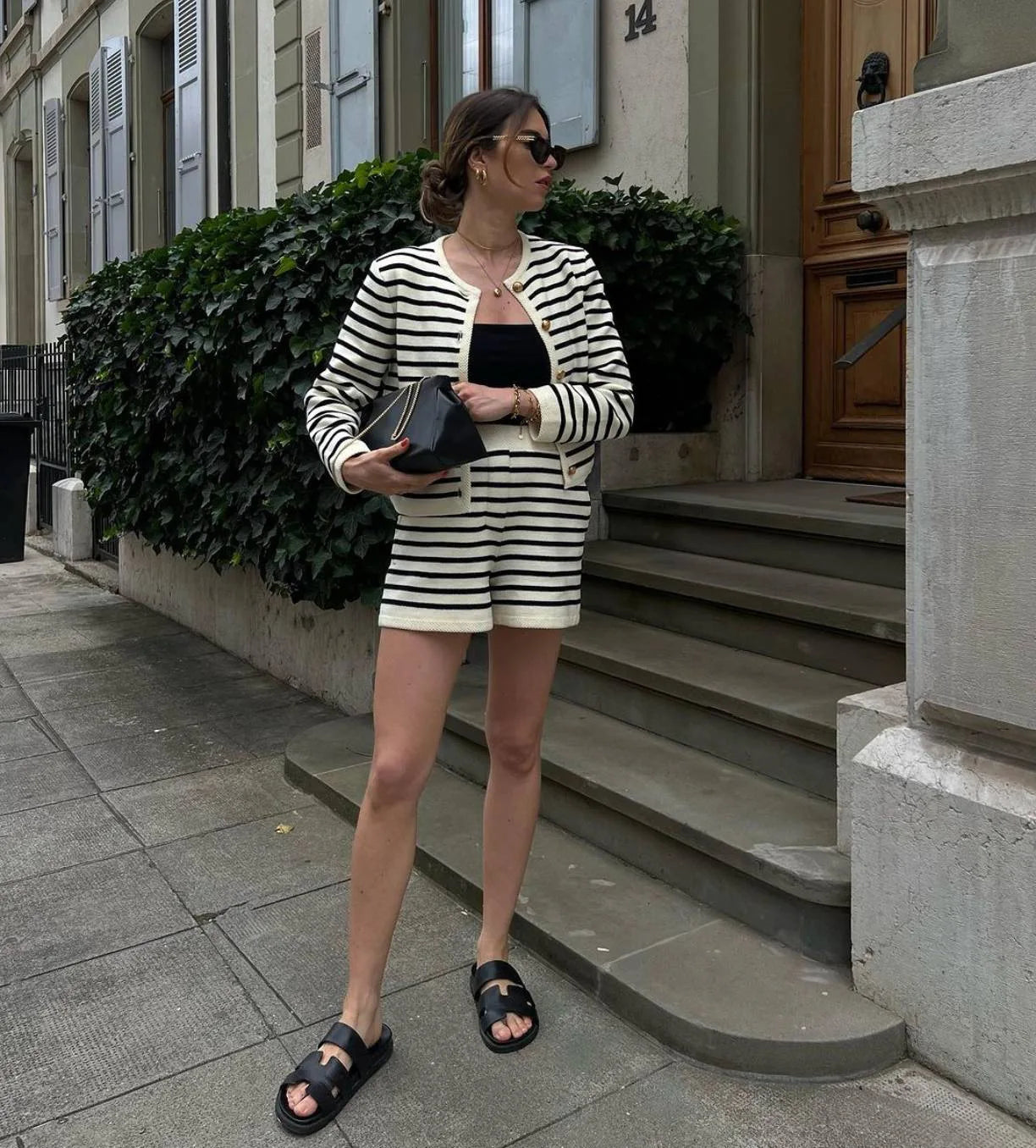 "Flossy" Women's Striped Knitted 2 Piece Outfit Set