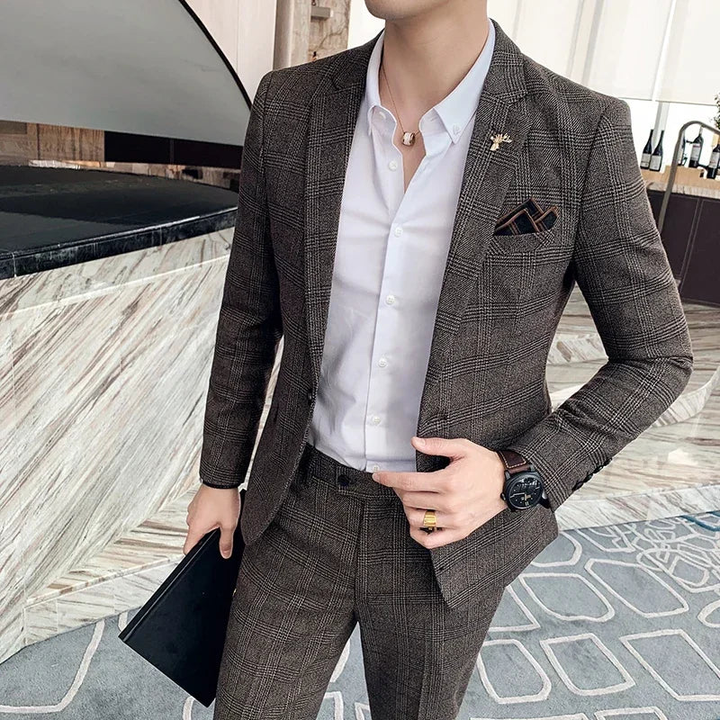 "Callan" Men's Plaid Business Suit