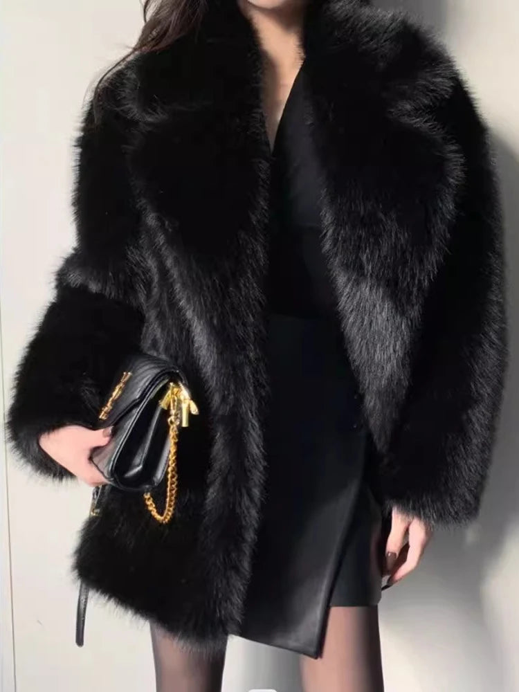 "Milan" Women's Designer Oversized Thick Fox Fur Coat