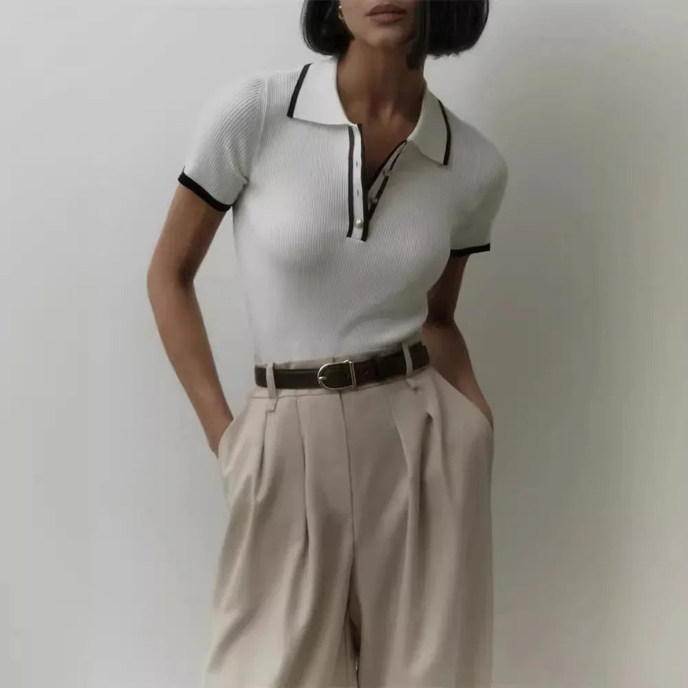 "Breeze" Women's Short Sleeve Knitted Polo Shirt