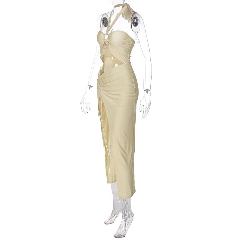 “The Queen” Women’s Sexy Satin Backless Draped Maxi Dress