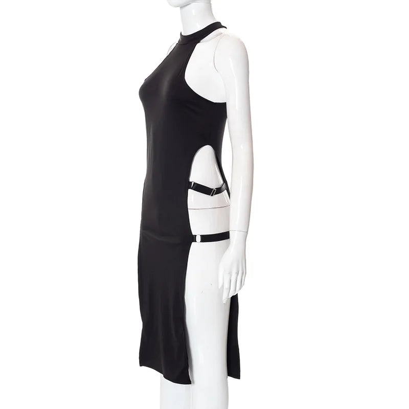"Katana" Sexy Gothic Style High Split Side Y2k Style Women Dress