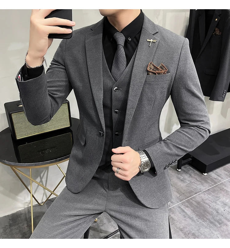 “Charon” Men’s Slim Fit 3 Piece Business Suit