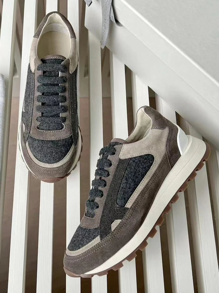 “Elisia” Women’s Italian Catskin Stitch Sneakers