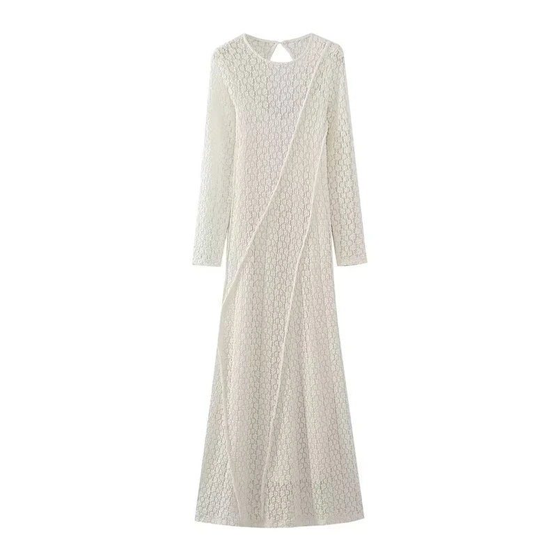 “Drift About” Elegant Backless Long Sleeve Maxi Dress