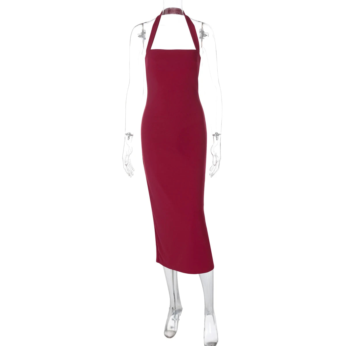 "Bossalina" Y2K Style Backless Bodycon Maxi Dress