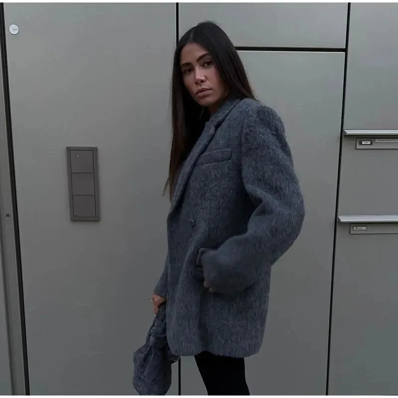 "Solencia" Women's Elegant Long Sleeve Wool Coat