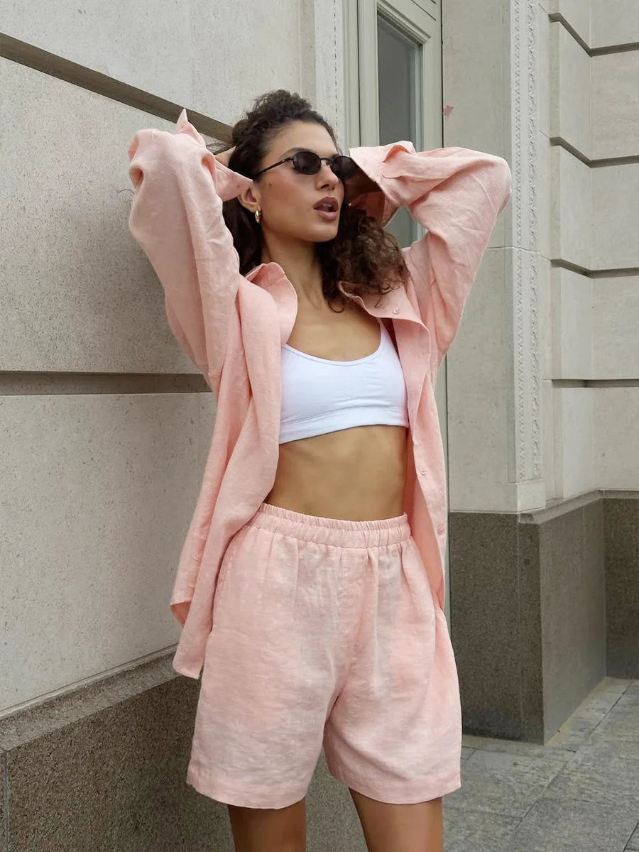"Malibu" Women's Cotton Long Sleeve 2 Piece Outfit Set