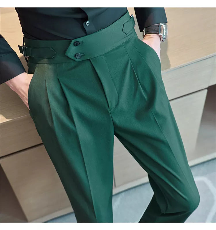 “Word Of Mouth” Men’s High Waist Designer Slim Fit Business Casual Dress Pants