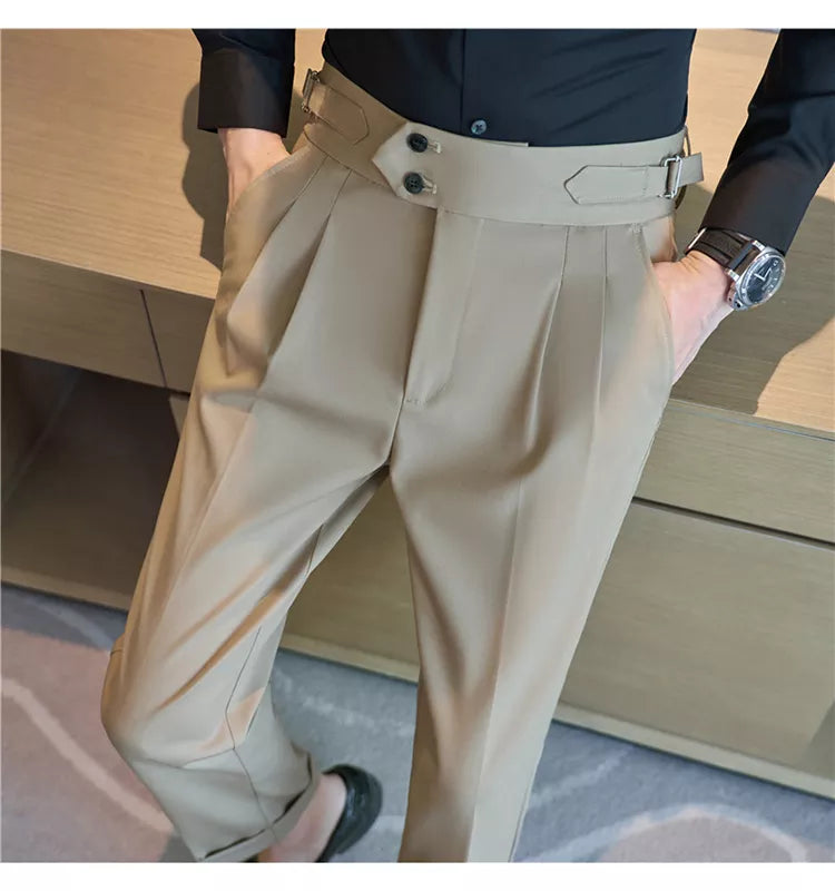 “Word Of Mouth” Men’s High Waist Designer Slim Fit Business Casual Dress Pants