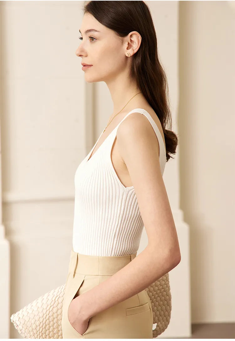 ”Daytime In Milan” Women’s Sexy V-Neck Minimalistic Camis Top