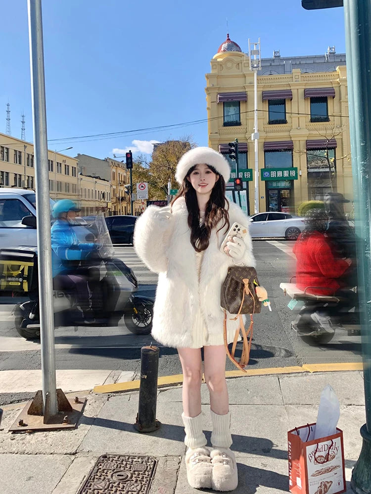 "Milan" Women's Designer Oversized Thick Fox Fur Coat