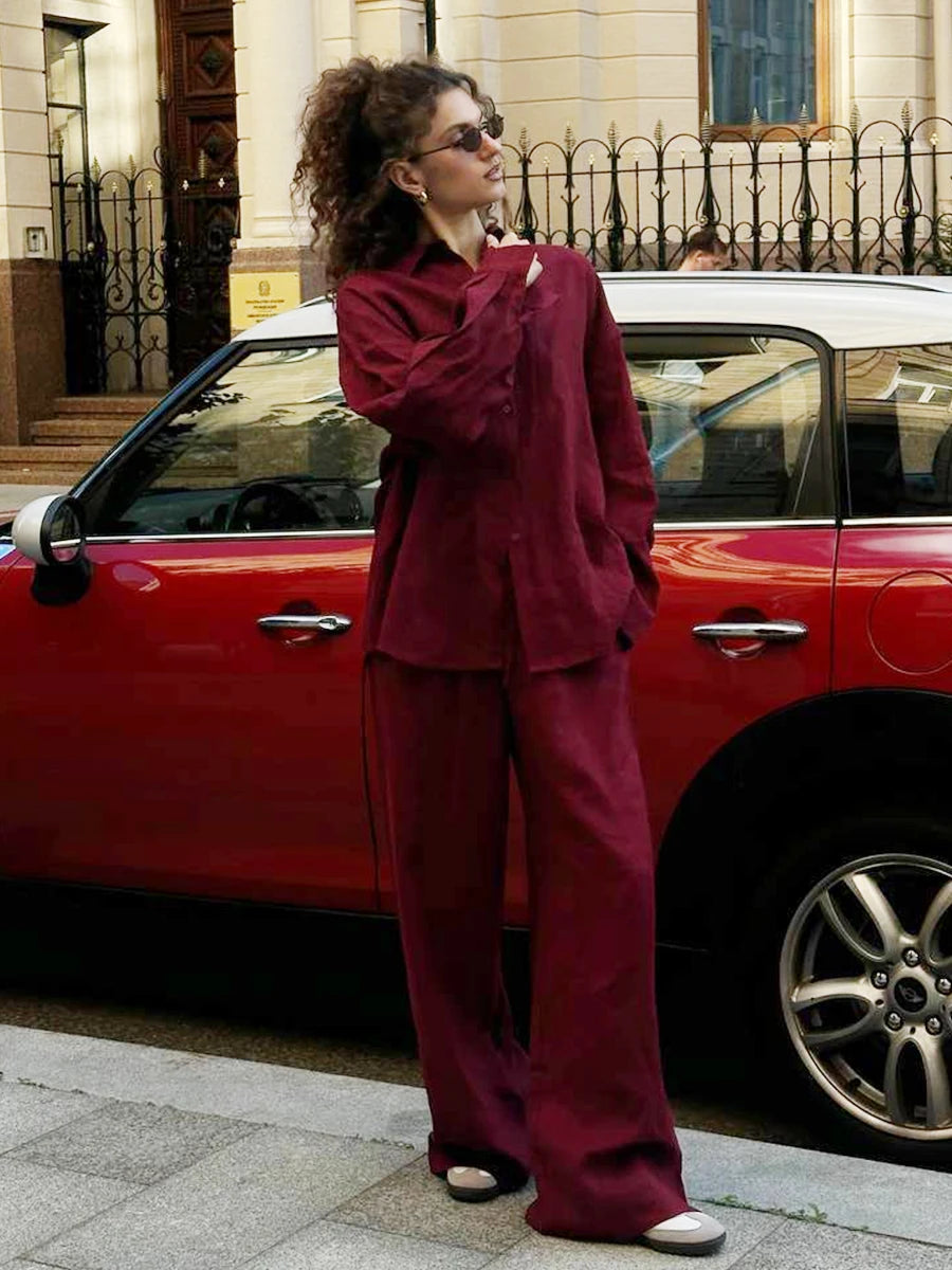 "Malibu" Women's Cotton Long Sleeve 2 Piece Outfit Set