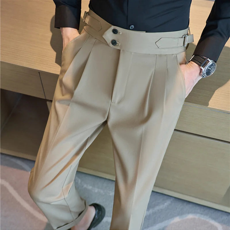 “Word Of Mouth” Men’s High Waist Designer Slim Fit Business Casual Dress Pants