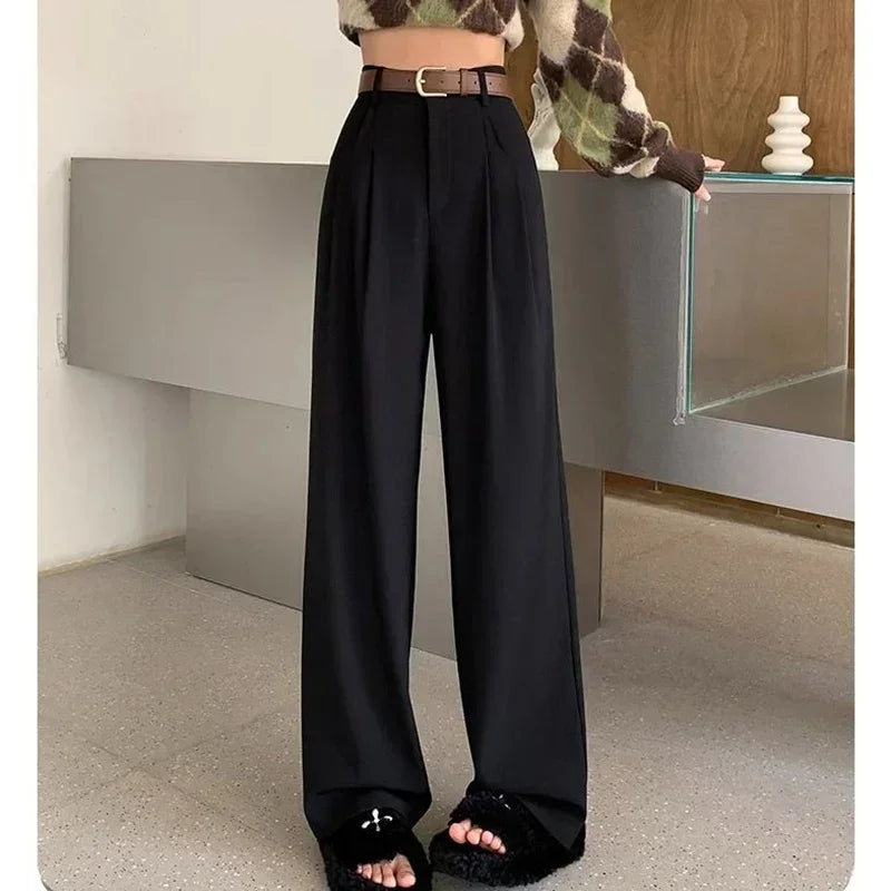 "Moments" Breathable Wide Leg High Waist Office Pants