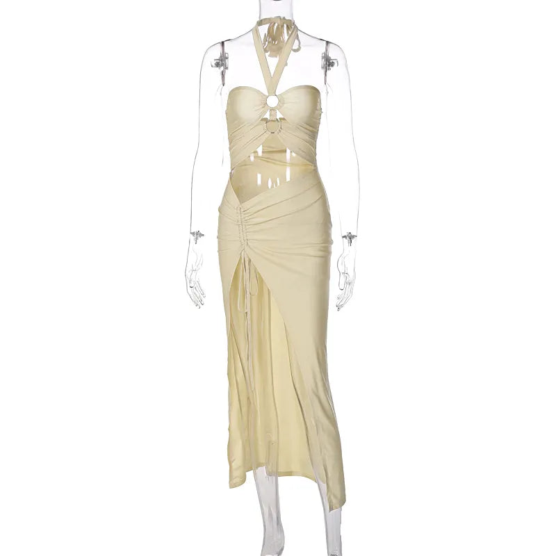 “The Queen” Women’s Sexy Satin Backless Draped Maxi Dress