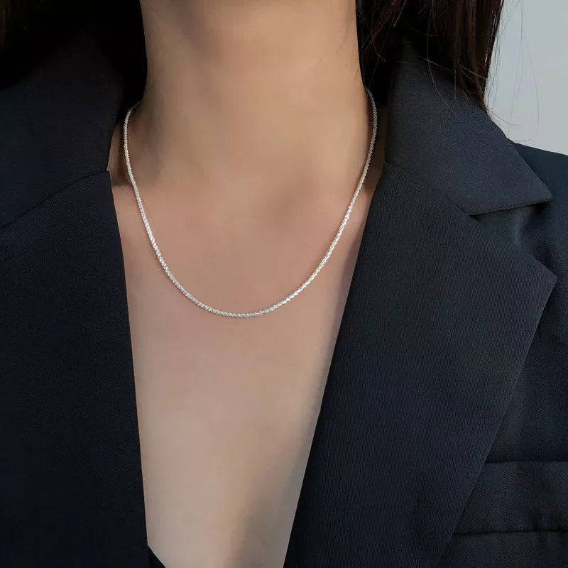 “Styla” Women’s Sparkling Silver Diamond Crusted Choker