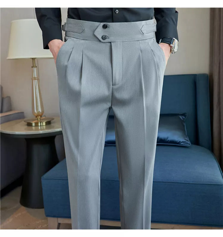 “Word Of Mouth” Men’s High Waist Designer Slim Fit Business Casual Dress Pants