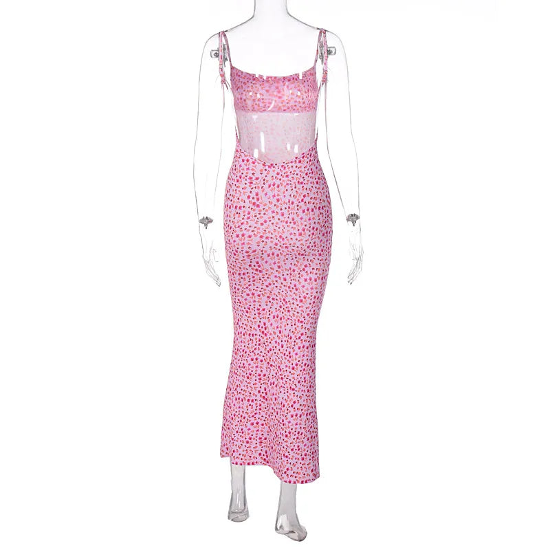 “Daffodil” Women’s Sexy Floral Backless Maxi Sundress
