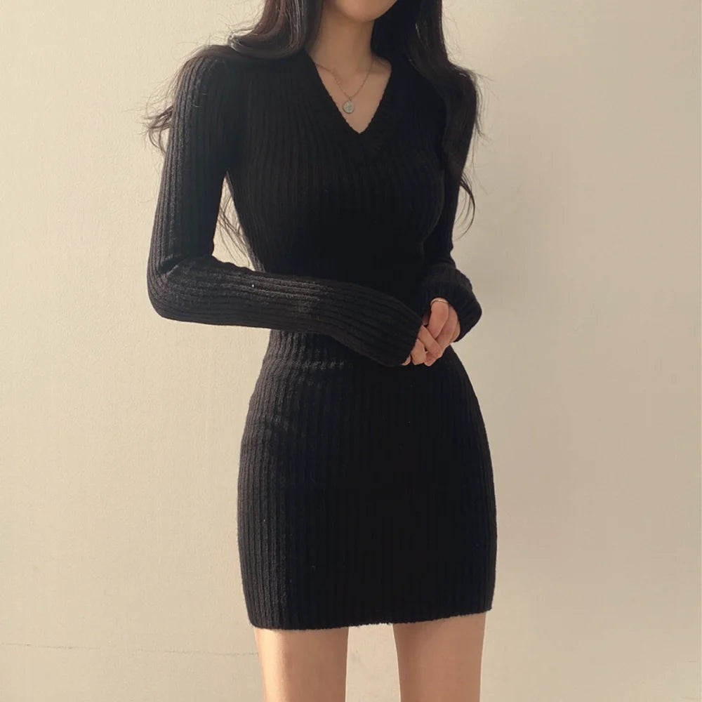“Not So Innocent” Women’s Long Sleeve Knitted  Sweater Dress