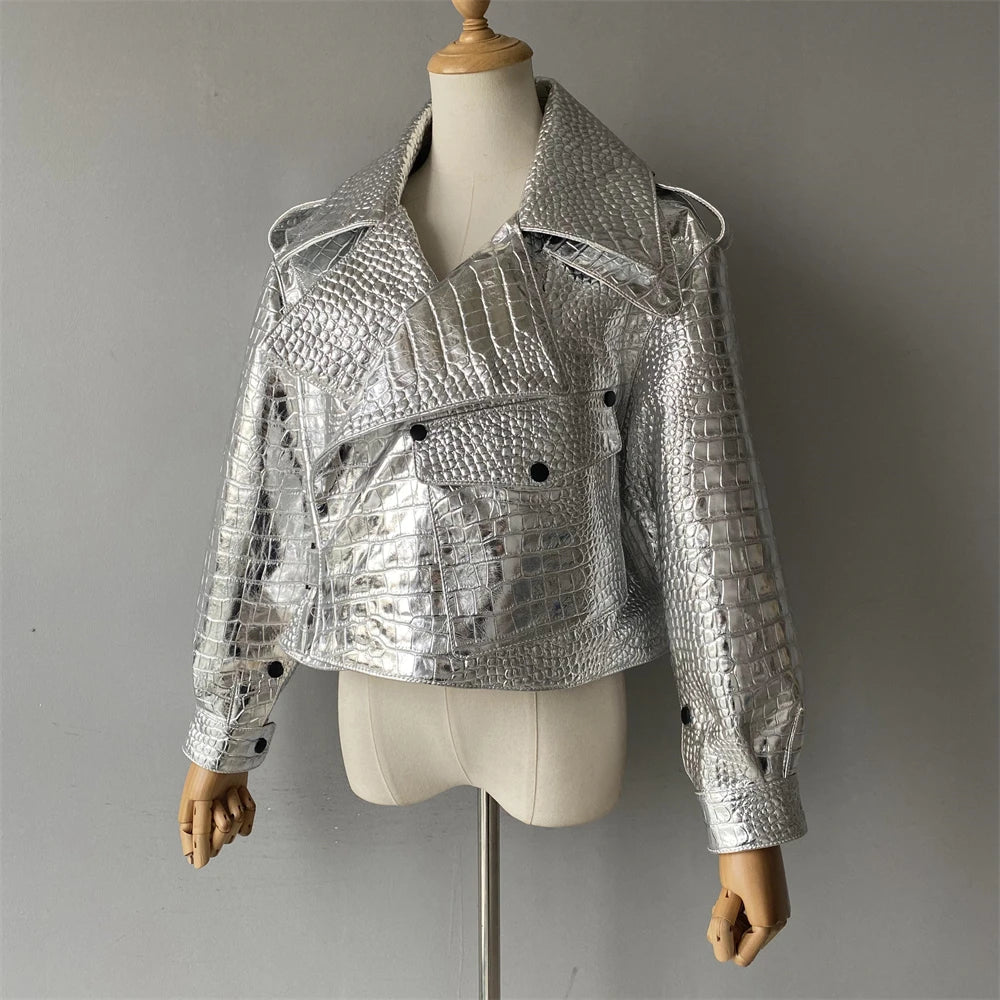 “Diamond” Women’s Sheepskin Designer Leather Jacket