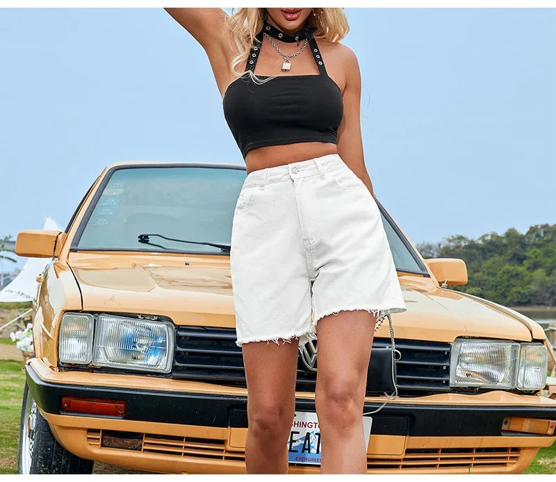 “Mid 90s” Women’s Casual Chic High Waist Denim Jean Shorts
