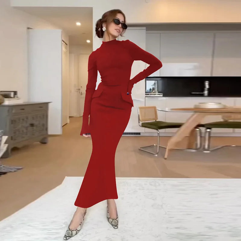 "Willow" Turtleneck Long Sleeve Maxi Dress