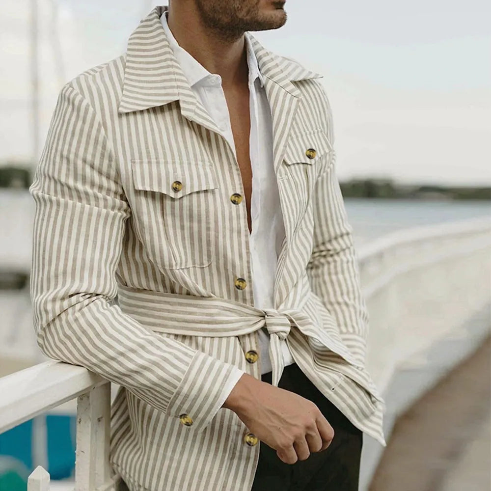 “Dreamin” Men's Casual Long Sleeve Striped Shirt