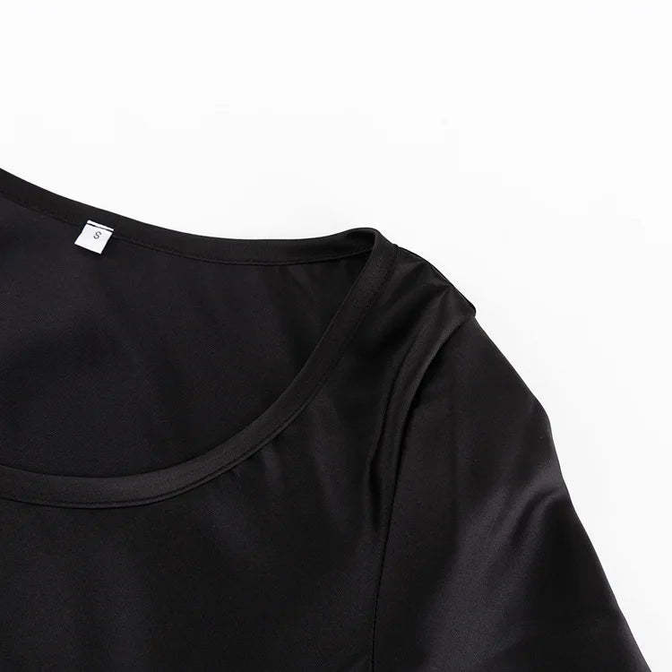"Opera" Black Satin Bandage Maxi Dress