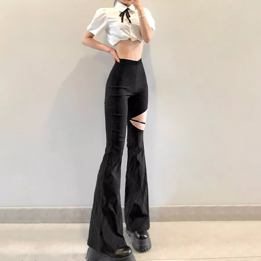 "Bing Bong" High Street Style High-Waist Flare Pants