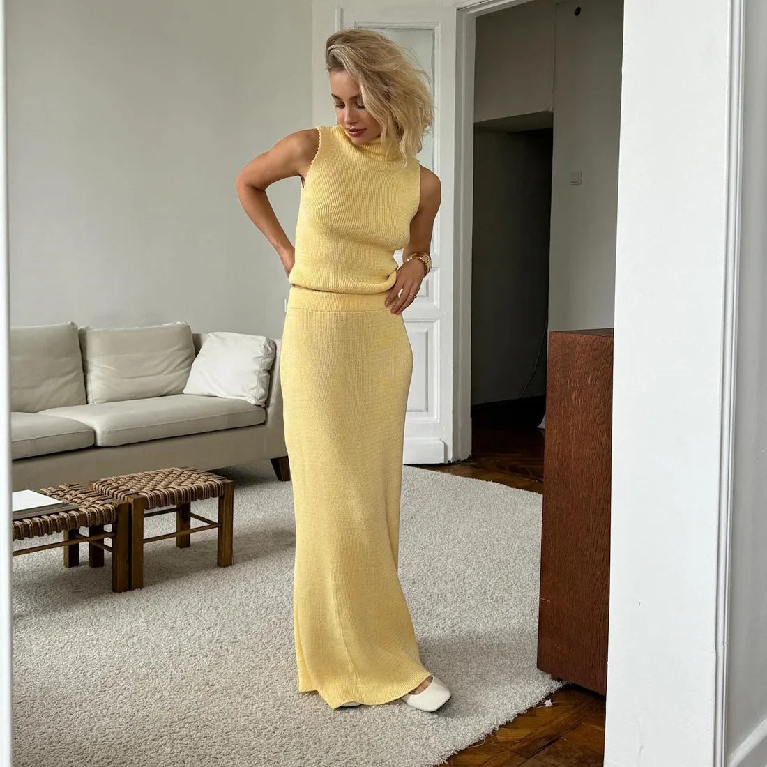 "Tuu LaRose" Women's Elegant Knitted Two-piece Maxi Skirt Set